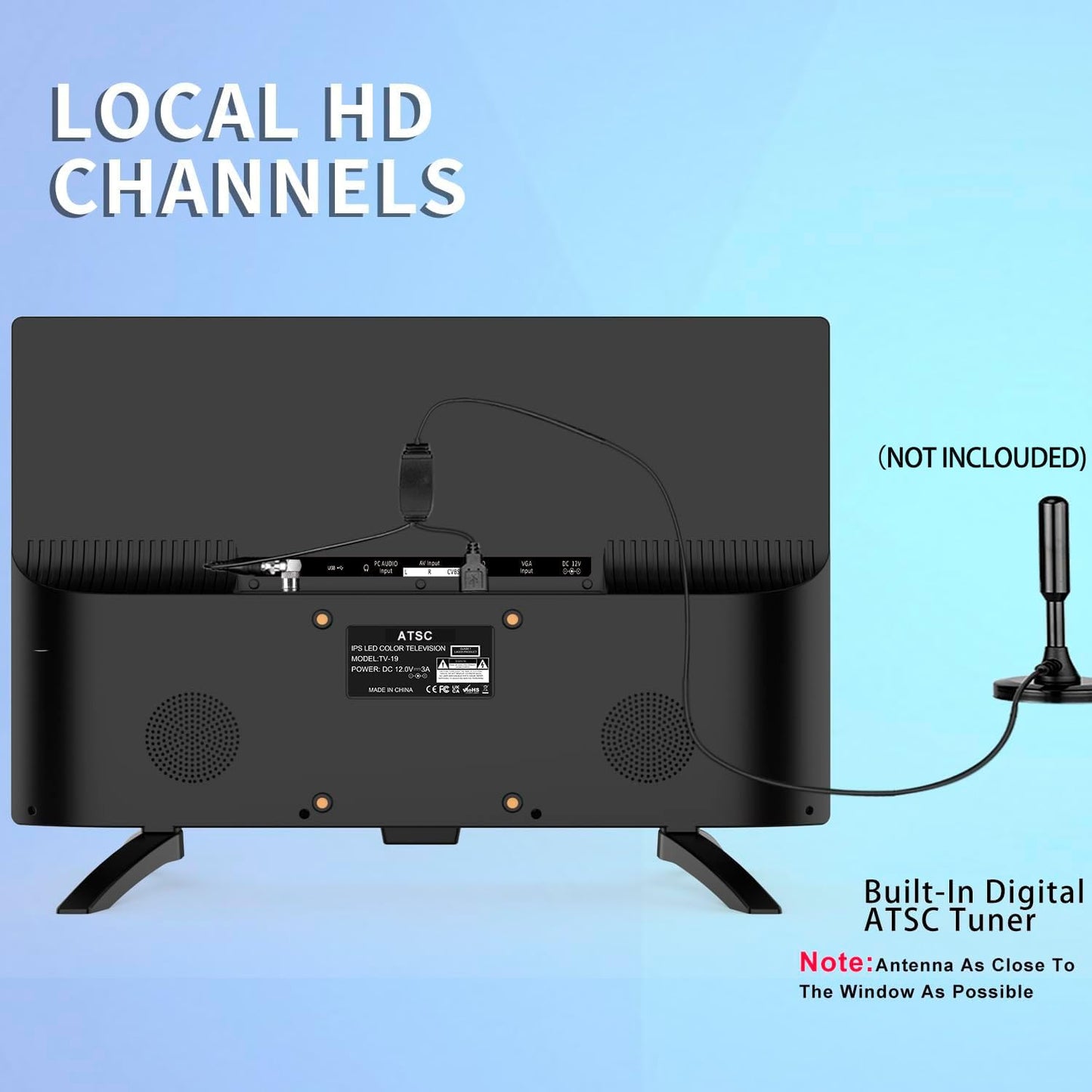 Feihe 22 Inch TV, FHD LED Flat Screen TV 1080p IPS Display w/Digital Dual Tuners ATSC/HDMI/VGA/AV/USB Suitable for Kitchen/RV/Caravan and Boat(2022 Model)