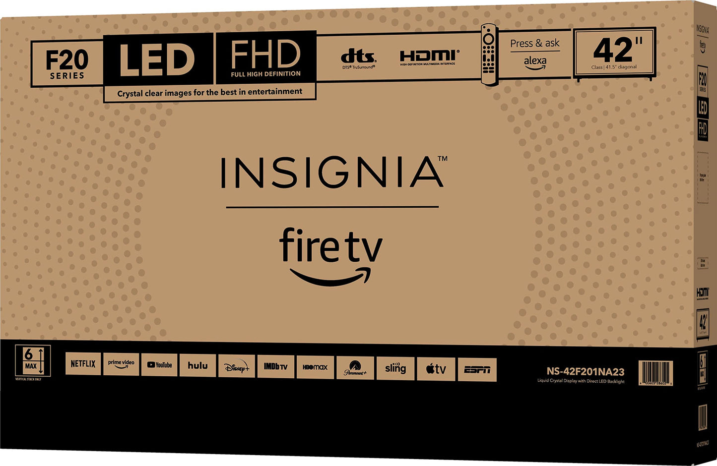 INSIGNIA 42" Class F20 Series Smart Full HD Fire TV, Voice Remote with Alexa, Free & Live TV