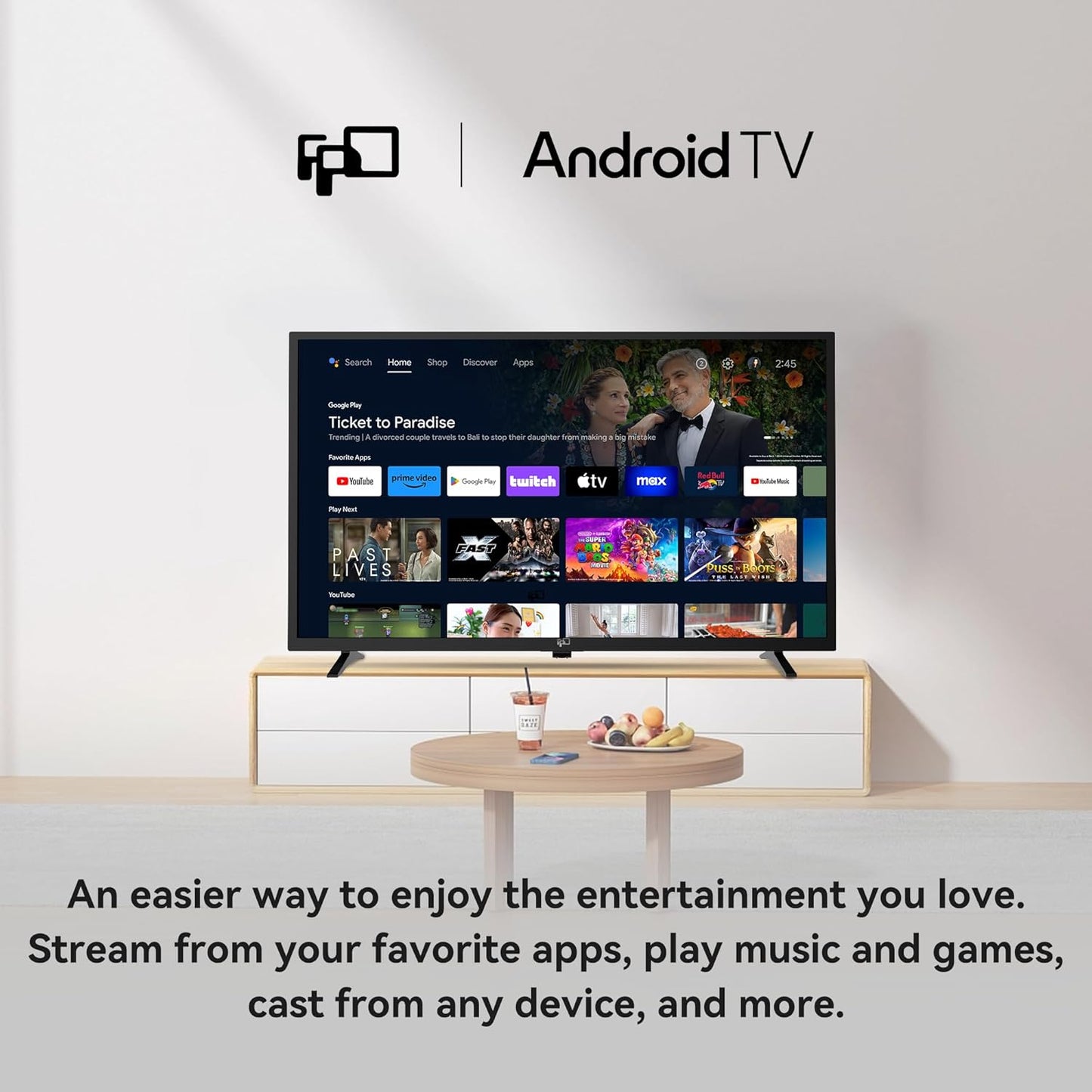 FPD 32 Inch Smart TV 720p HD Flat Screen Television (P-Series) with Google Play, Small LED Tvs for Living Room, Google Cast Built-in, Thin Streaming Live Android TV with WiFi, Bluetooth (2025 Model)