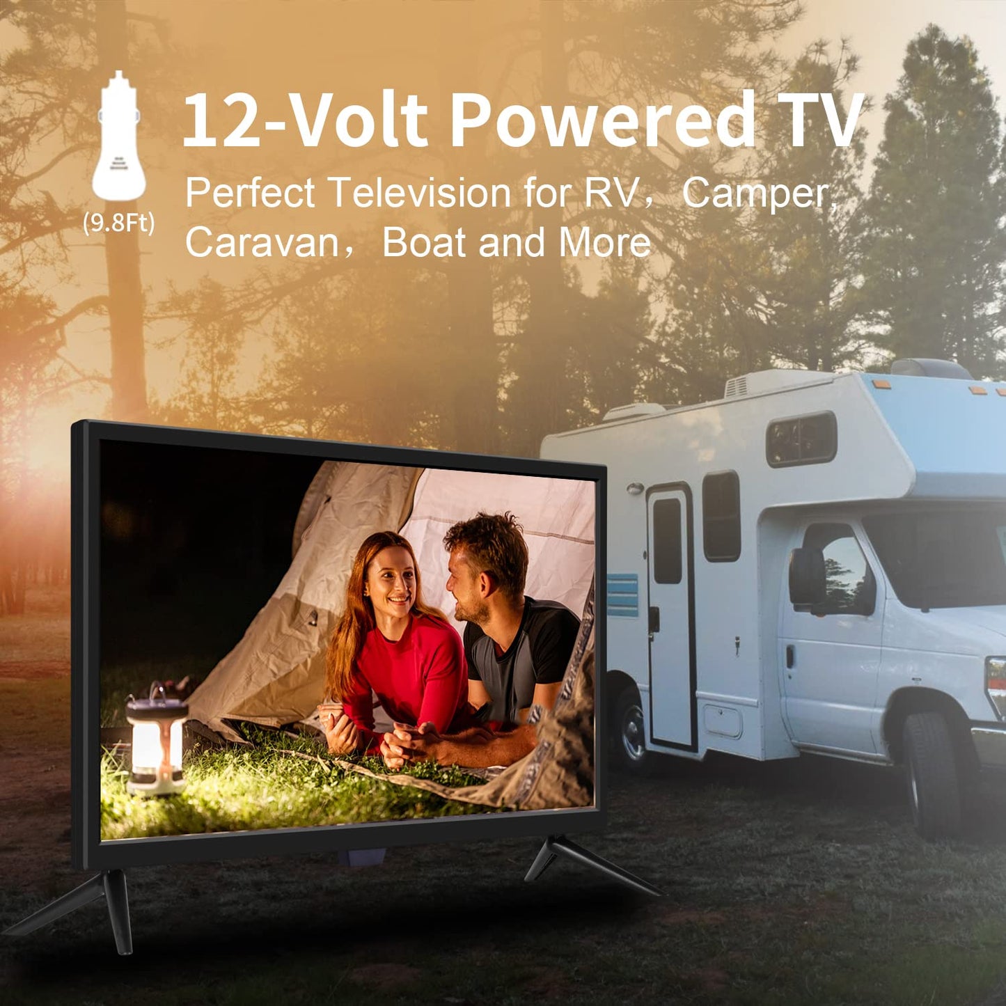 Feihe 22 Inch TV, FHD LED Flat Screen TV 1080p IPS Display w/Digital Dual Tuners ATSC/HDMI/VGA/AV/USB Suitable for Kitchen/RV/Caravan and Boat(2022 Model)