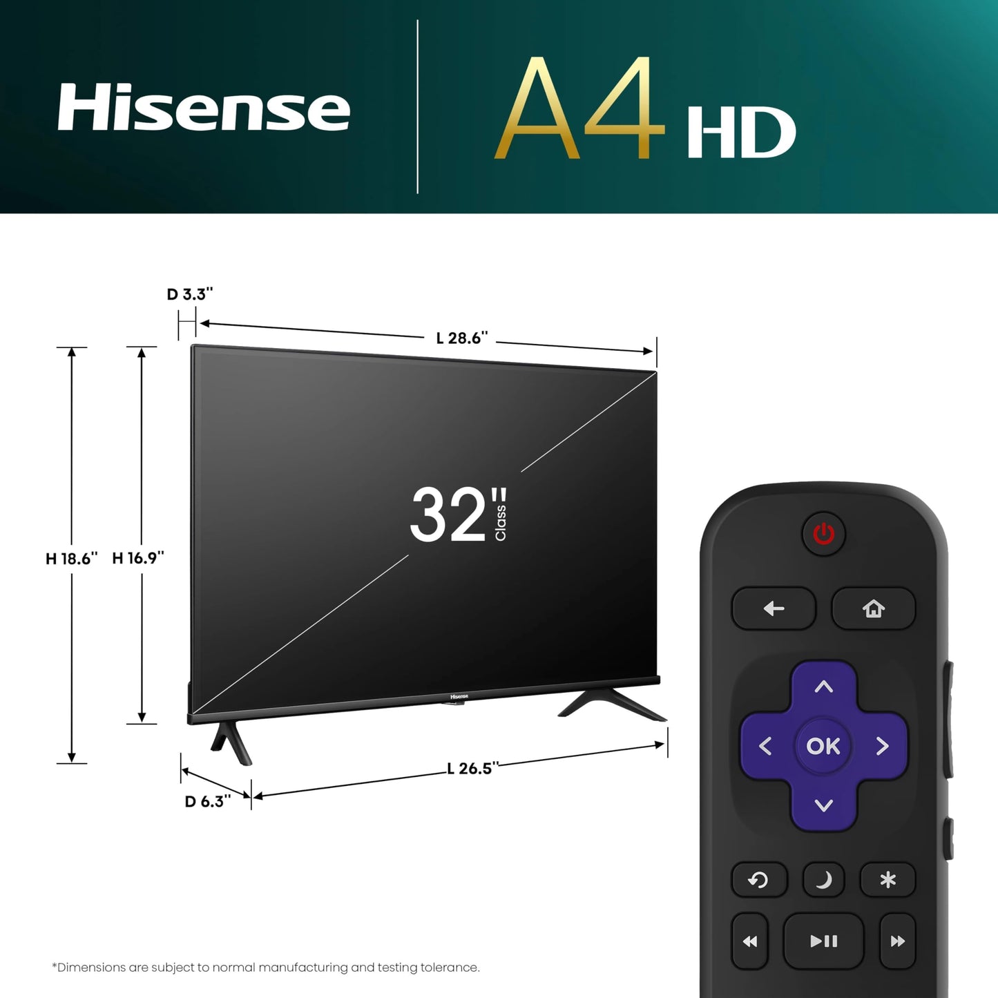 Hisense 40-Inch Class A4 Series FHD 1080p Smart Roku TV with Alexa Compatibility (40A4NR) - Dolby Audio, Slim Bezel Design, Google Assistant