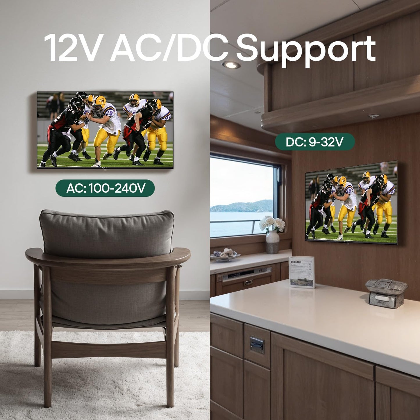 SYLVOX 12 Volt TV, 22" Smart RV TV w/DVD Player | 1080P Full HD, Wide Viewing Angle, ATSC Tuner, HDMI & USB, AC/DC Powered for RV, Boat, Yacht, Beach House, or Home