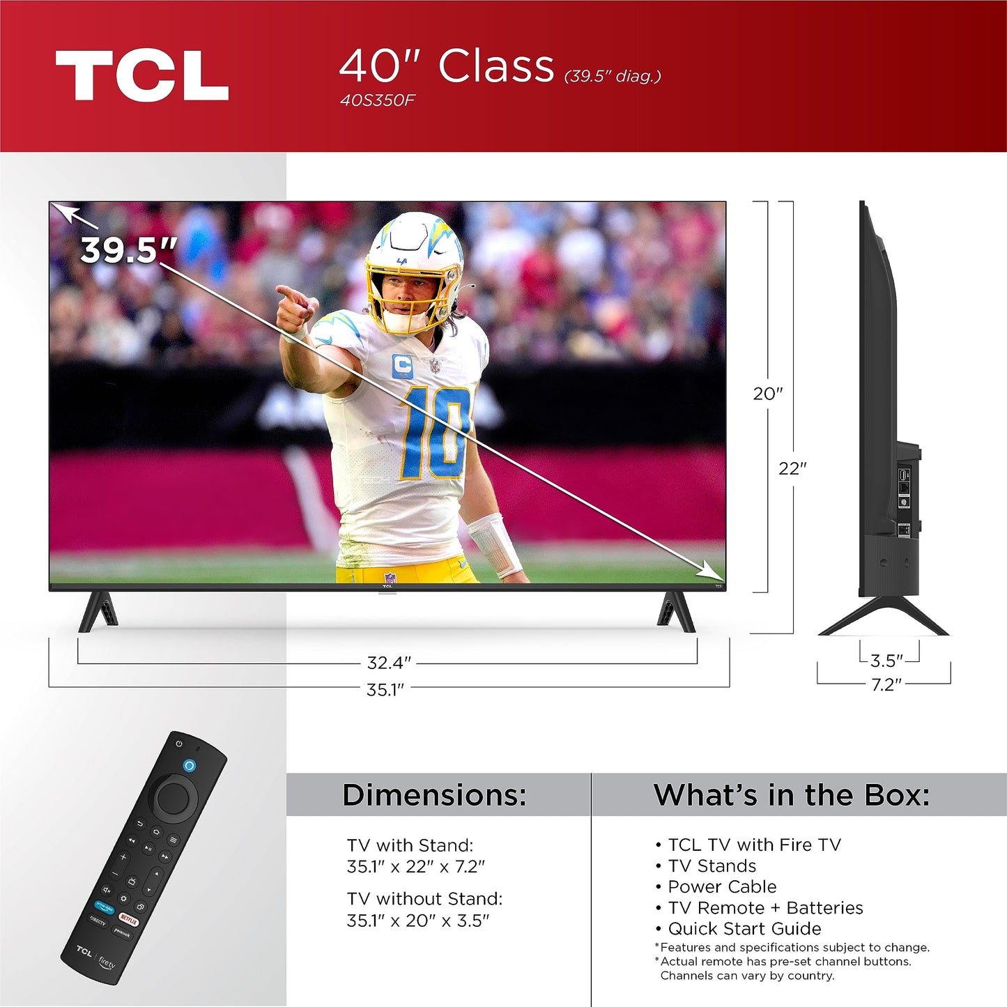 TCL 32-Inch Class S3 1080p LED Smart TV with Fire TV (32S350F, 2023 Model), Alexa Built-in, Apple AirPlay Compatibility, Streaming FHD Television,Black