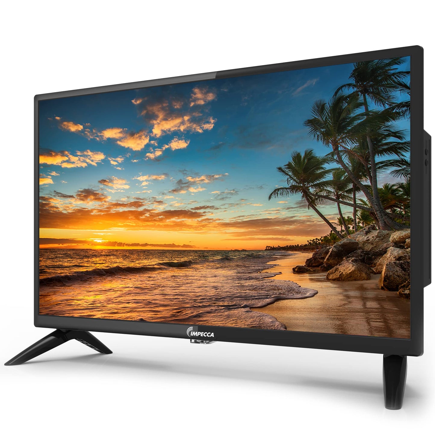 Impecca 24 inch TV HD 720p LED HDMI USB VGA Small Screen Monitor for Home Kitchen RV Camper or Office, Stereo Speakers, Wall Mountable, Full Function Remote, Non-Smart Television