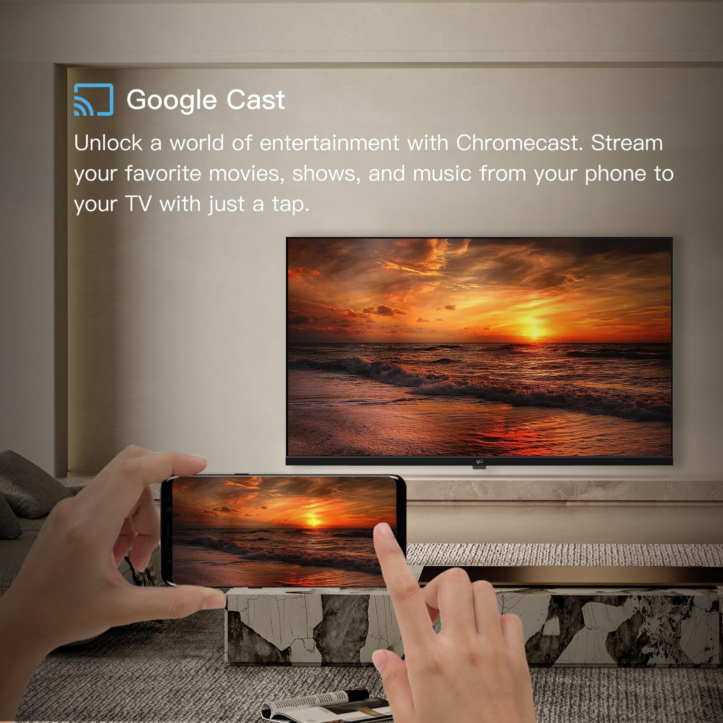 FPD 55-inch Smart TV Google TV 4K UHD with Google Play and Google Cast Built-in, HDR 10, Dolby Vision Dolby Atmos, MEMC, Voice Remote, Stream Live TV(Canvas-Series, CG55-C1, 2024 Model)