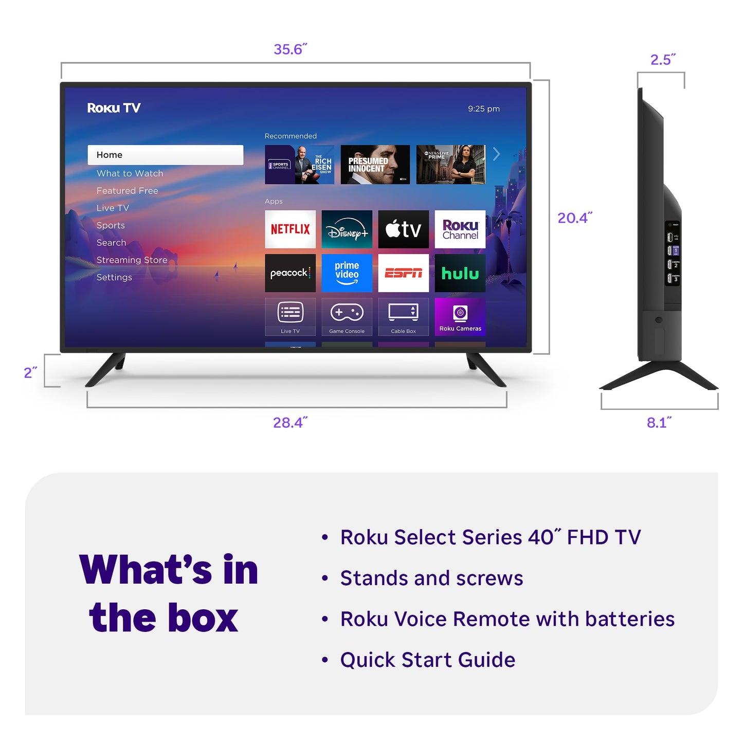 Roku Smart TV 2025 – 32-Inch Select Series, 720p HD TV – RokuTV with Voice Remote – Flat Screen LED Television with Wi-Fi for Streaming Live Local News, Sports, Family Entertainment - Amazon Exclusive