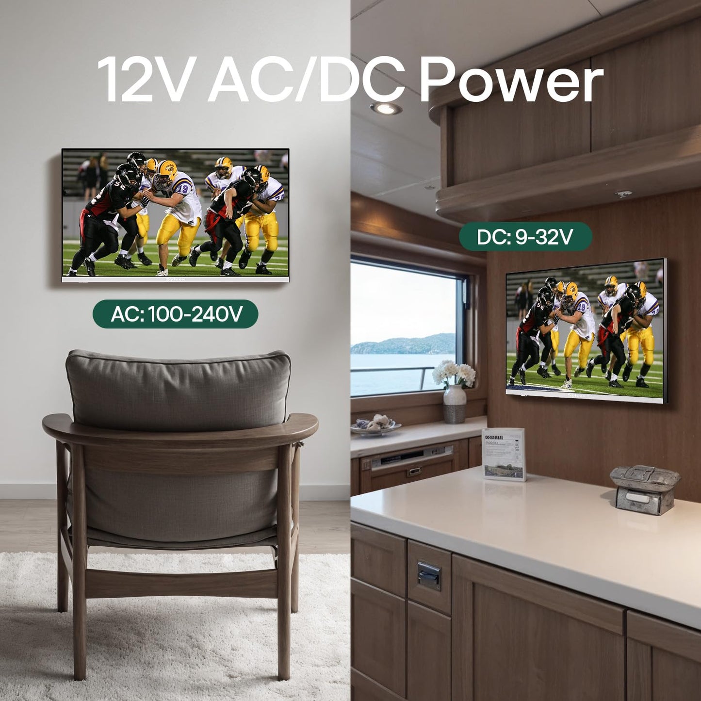 SYLVOX 12 Volt TV, 22" Smart RV TV w/DVD Player | 1080P Full HD, Wide Viewing Angle, ATSC Tuner, HDMI & USB, AC/DC Powered for RV, Boat, Yacht, Beach House, or Home