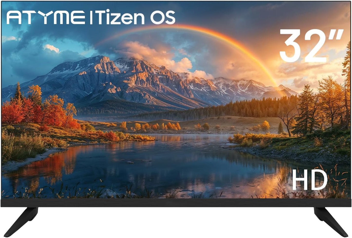 ATYME 32-inch 720p HD LED Smart TV Powered by Samsung Tizen Os,Samsung App Store Inside, Netflix,Disney+, Flat Screen 1*USB 3* HDMI 1*VGA ARC Dual Channel 8W (2024 Model)