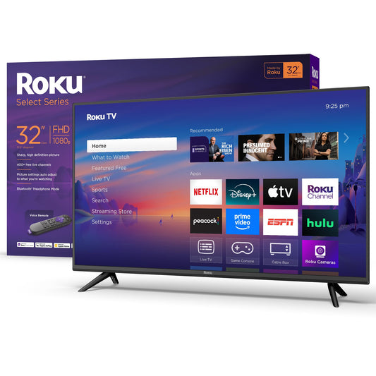 Roku Smart TV 2025 – 32-Inch Select Series, 720p HD TV – RokuTV with Voice Remote – Flat Screen LED Television with Wi-Fi for Streaming Live Local News, Sports, Family Entertainment - Amazon Exclusive