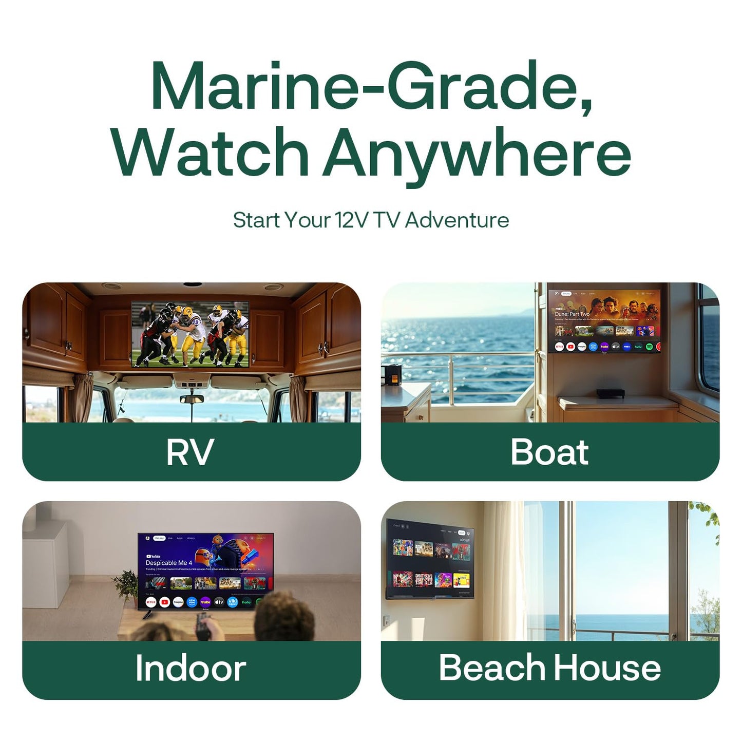 SYLVOX 12 Volt TV, 22" Smart RV TV w/DVD Player | 1080P Full HD, Wide Viewing Angle, ATSC Tuner, HDMI & USB, AC/DC Powered for RV, Boat, Yacht, Beach House, or Home