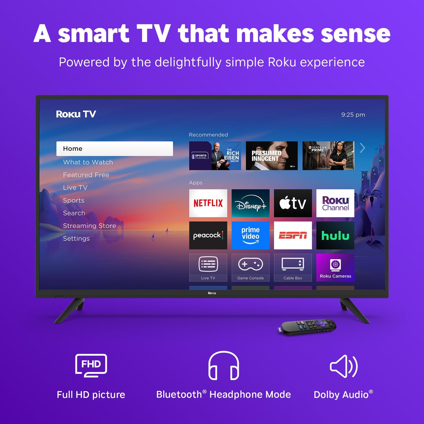 Roku Smart TV 2025 – 32-Inch Select Series, 720p HD TV – RokuTV with Voice Remote – Flat Screen LED Television with Wi-Fi for Streaming Live Local News, Sports, Family Entertainment - Amazon Exclusive