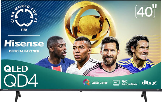 Hisense 40-Inch Class QD4 Series QLED FHD Smart Fire TV (40QD4QF, 2025 Model) - Quantum Dot Color, DTS Virtual: X, Alexa Built in, Slim Bezel Design