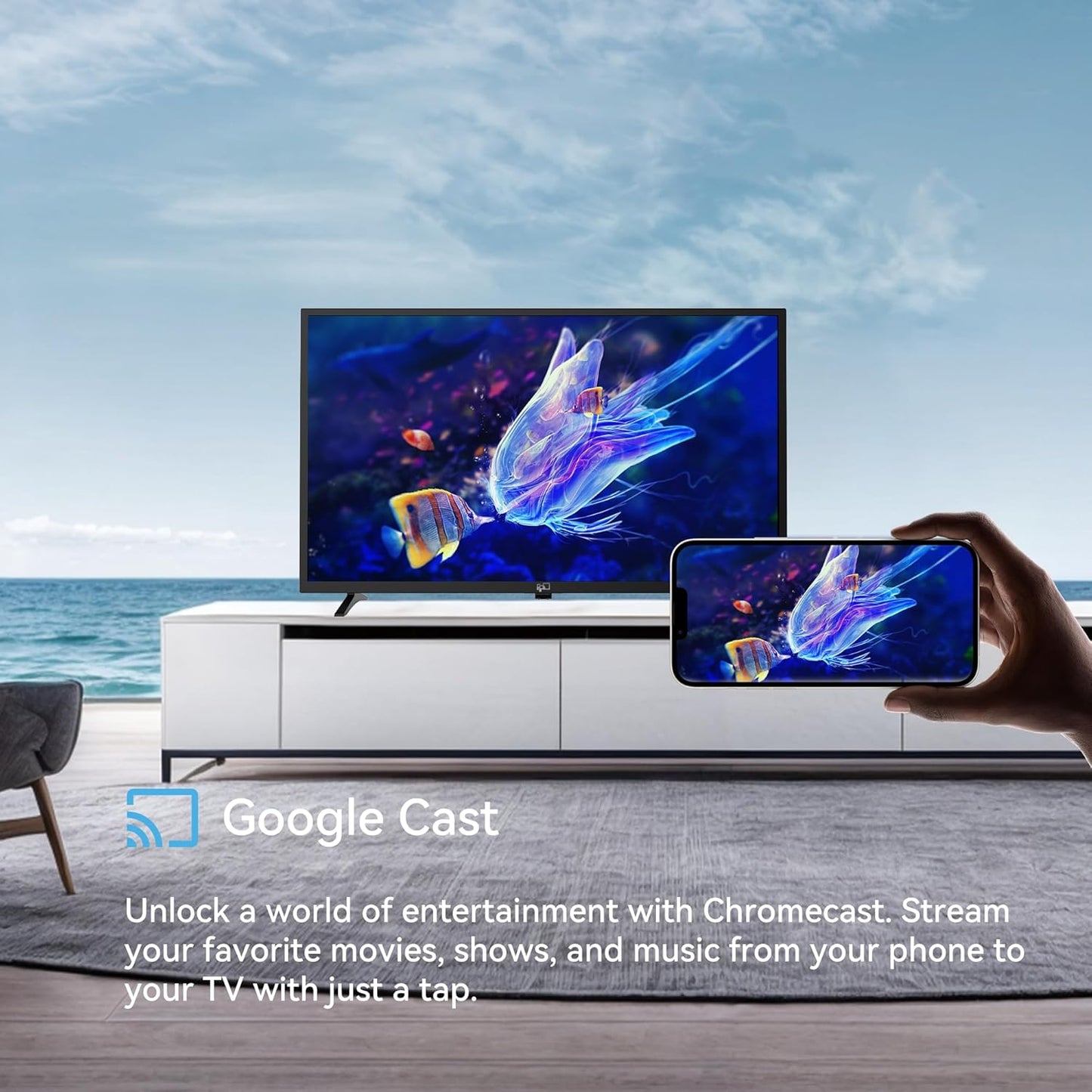 FPD 32 Inch Smart TV 720p HD Flat Screen Television (P-Series) with Google Play, Small LED Tvs for Living Room, Google Cast Built-in, Thin Streaming Live Android TV with WiFi, Bluetooth (2025 Model)